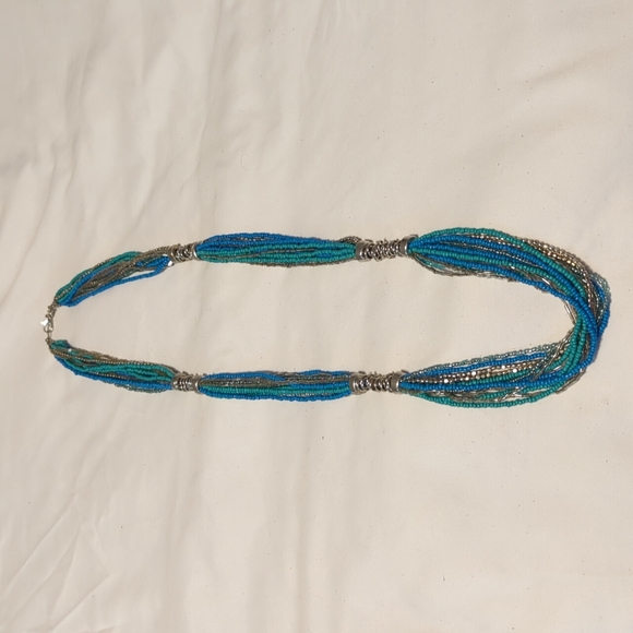 LOFT Jewelry - LOFT Multi Strand Blue and Silver Beaded Necklace